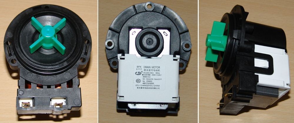 Мотор сливного насоса для стиральной машины Candy без улитки, клеммы вперед раздельно