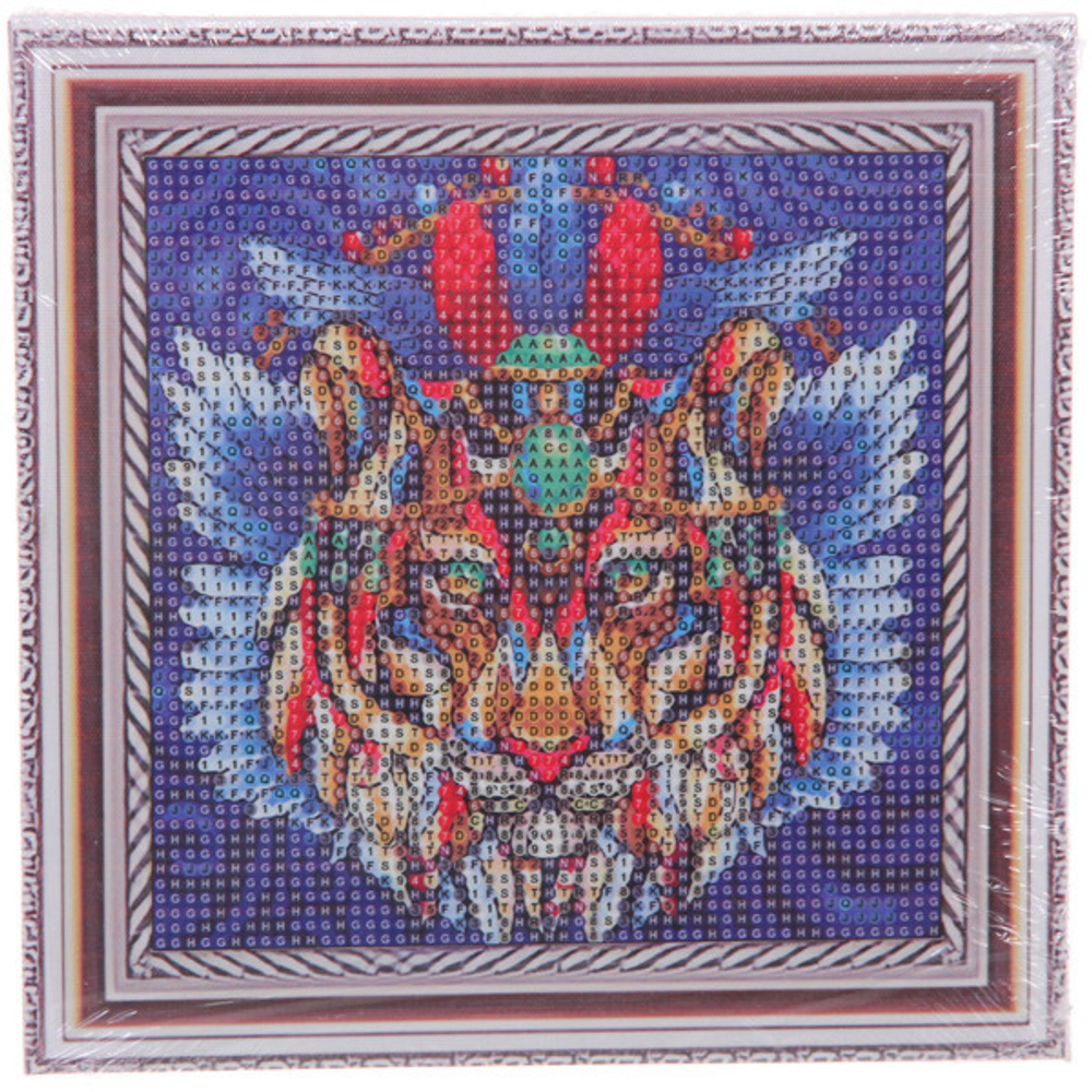 Алмазная мозаика на подрамнике с полным заполнением «МИР ЯРКИХ КРАСОК», радужный лев, 20*20см