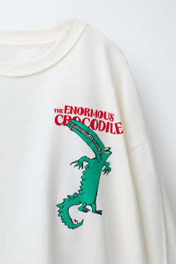 ZARA ФУТБОЛКА С ПРИНТОМ THE ENORMOUS CROCODILE ROALD DAHL ©, ЭКРЮ