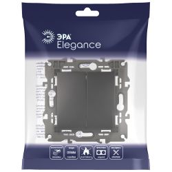 14-1104-05 ЭРА Выключатель двойной, 10АХ-250В, IP20, Эра Elegance, антрацит