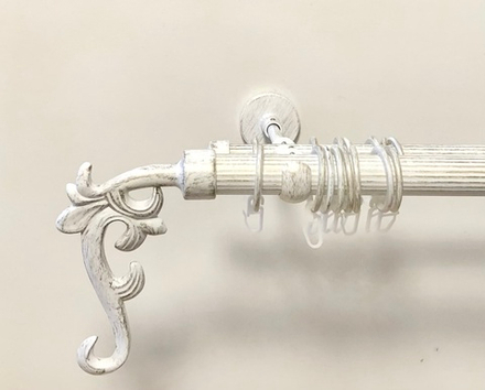 Карниз кованый рифленый для штор Ост Лиана d 25/16 двухрядный, цвет белое золото