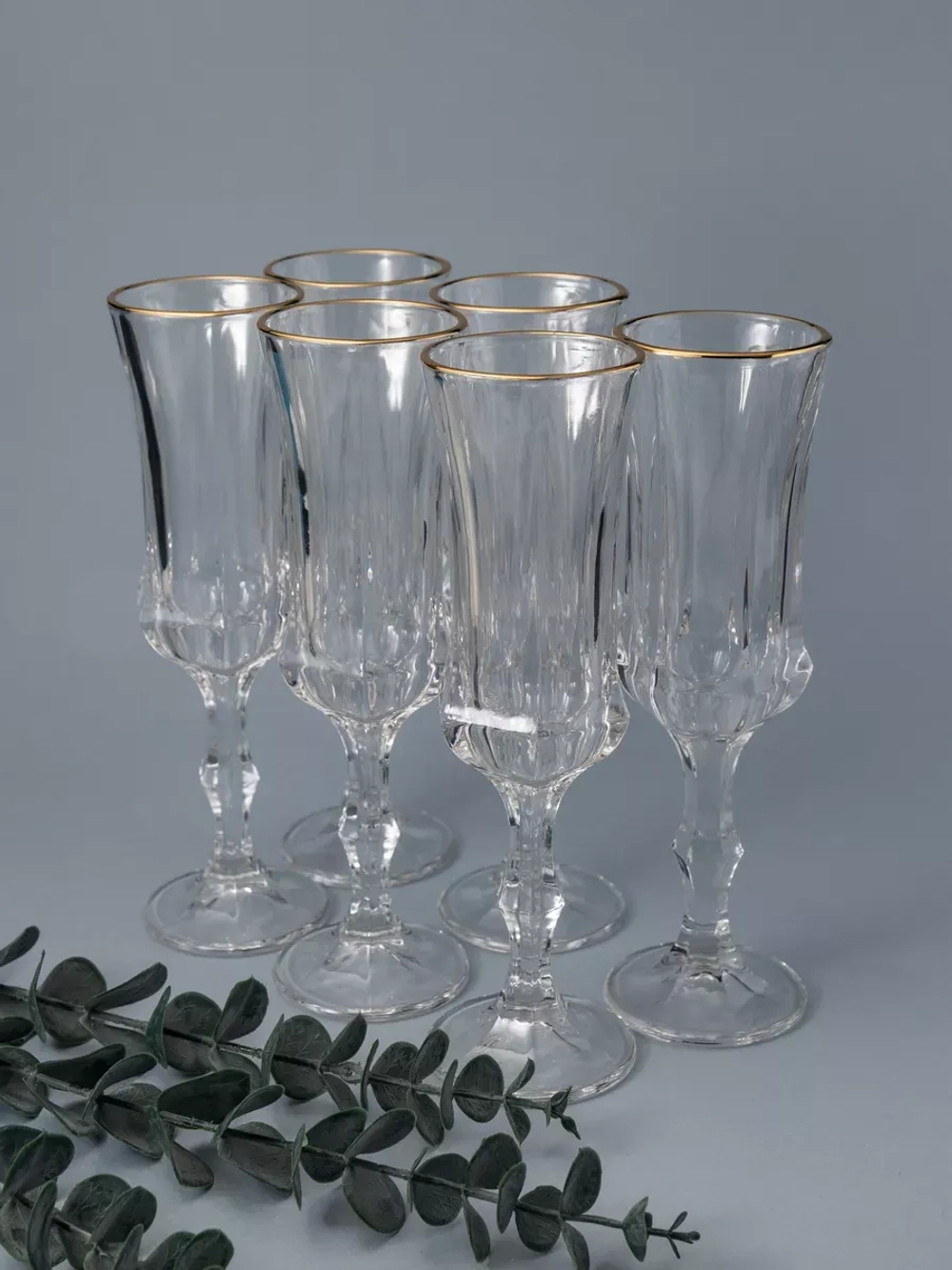 Набор бокалов для шампанского, 160 мл. 6 шт, с золотом