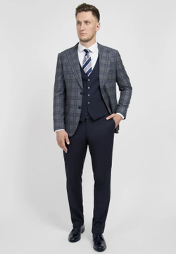Мужской классический костюм (серо-синий) А36