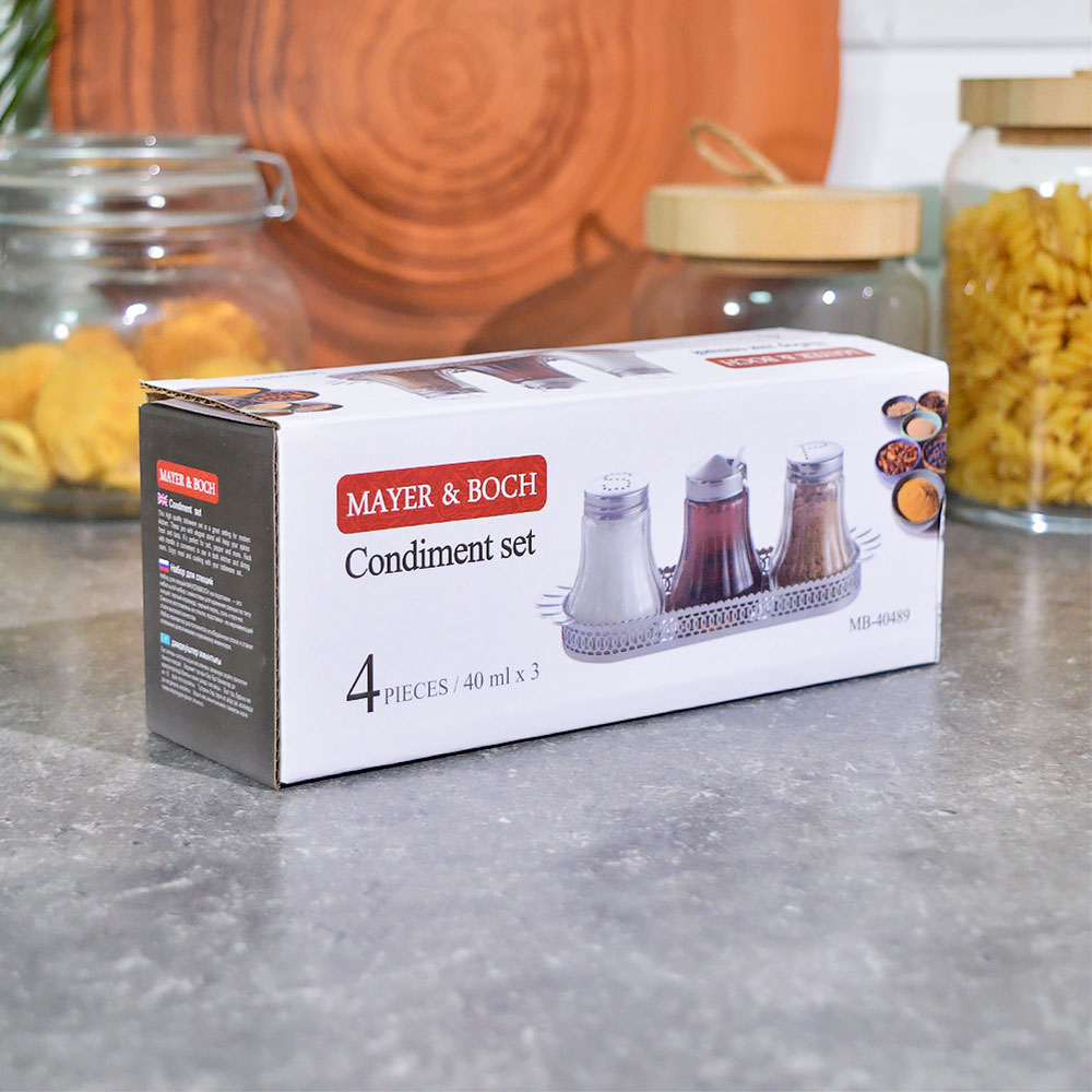Набор для специй 3 предмета 40мл на подставке, MB 40489