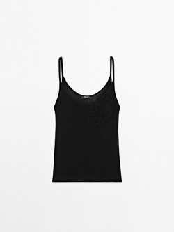 Massimo Dutti Топ на бретелях с узором, черный