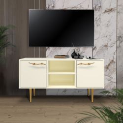 Тумба под ТВ Арт Колор matte 117см Стайл Голд Кремовый белый матовый