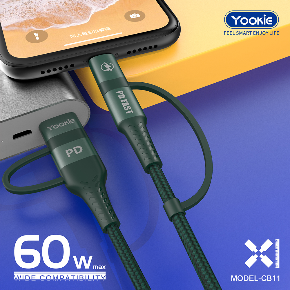 Кабель Yookie CB11 PD - 4 IN 1 Type C - Type C - Lightning