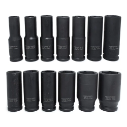 Набор головок ударных глубоких13пр.,1/2''(10, 12-15, 17, 19, 21, 22, 24, 27, 30, 32мм), на пластиковом держателе RockForce##Rock FORCE RF-4137MPB