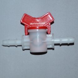 Кран пластиковый 8-8 мм (красн.рычаг)