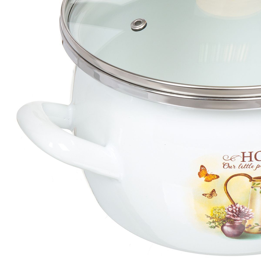 Кастрюля сталь, эмал, 3 л, с крыш, Сантэкс, Милый дом, 1-2430112, индукц