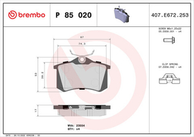 BREMBO - P85020-BRB - Brake Pad Set, disc brake