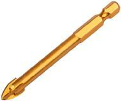 35477 Сверло по кафелю, 4 режущие кромки, титановое покрытие, U-хвостовик под биту 8 х 76 мм FIT