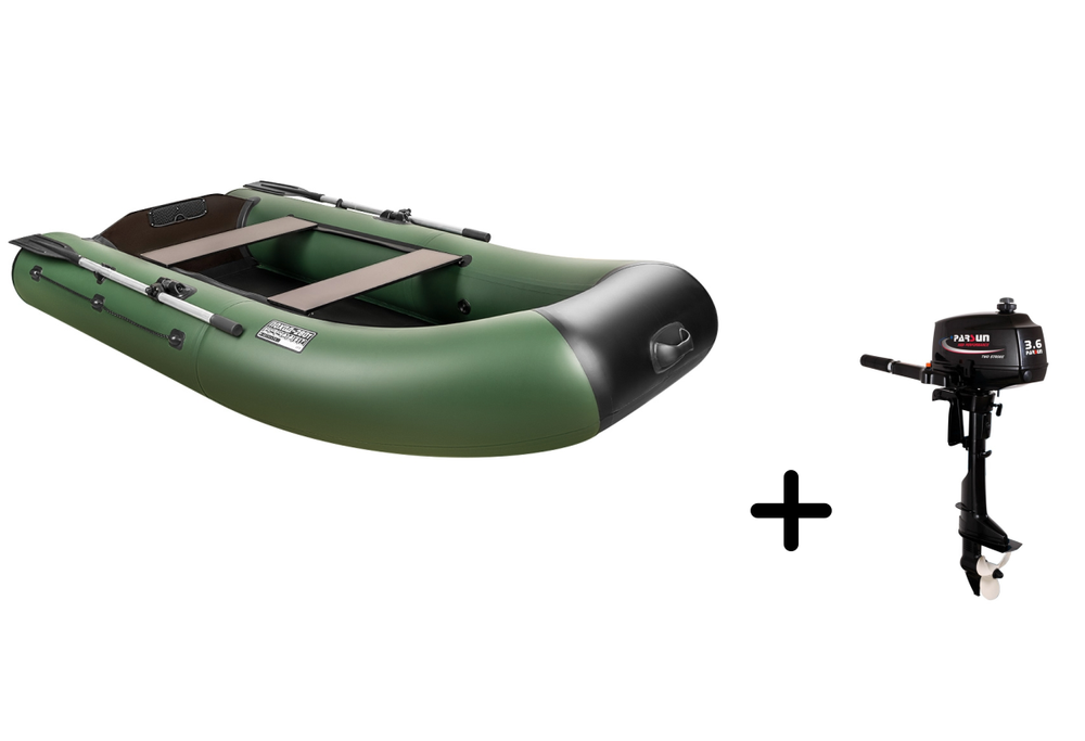 Поход-280T зеленый + PARSUN T 3.6 BMS (комплект лодка + мотор)