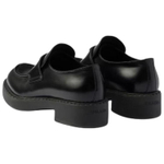 PRADA Chocolate 50mm Brushed Leather Loafer "Black" Women"s