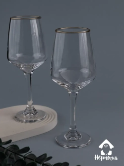 Набор бокалов для вина, 365 мл, 6 шт. с золотой каймой