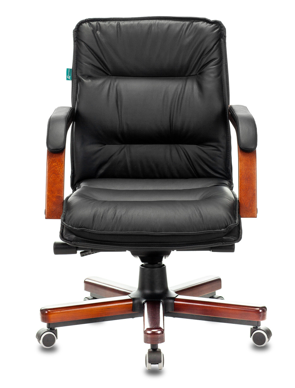 Кресло руководителя Бюрократ T-9927WALNUT-LOW черный кожа низк.спин. крестов. металл/дерево