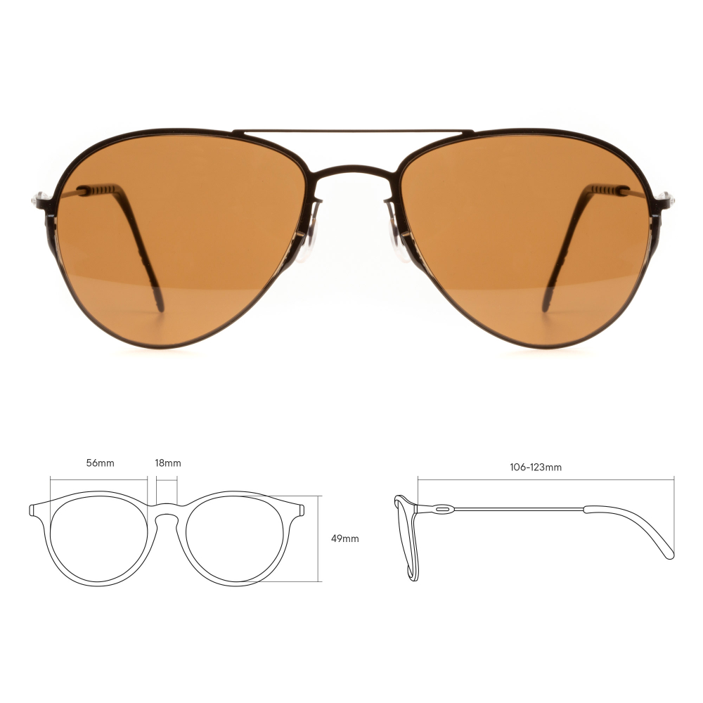 Черные солнцезащитные очки из титана с коричневыми линзами. Модель 08