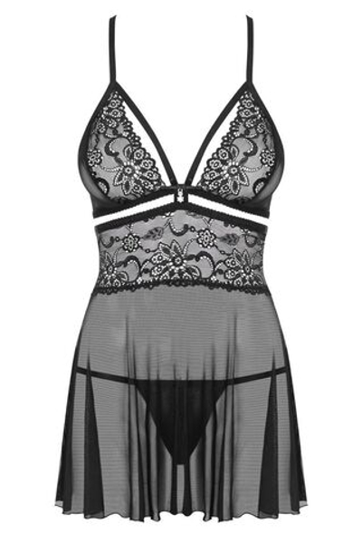 Расклешенный бэби-долл с изысканным цветочным кружевом (Размер: S-M) (Цвет: черный)