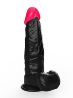 Фаллоимитатор LOVETOY, 18,5 см, чёрный с красной головкой