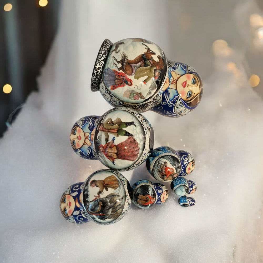 Матрешка 16см "Русская зима" 7 мест