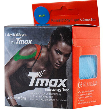 Тейп кинезиологический TMAX Extra Sticky 5 см x 5 м, 423129, голубой