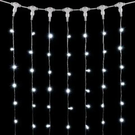 Светодиодный занавес с колпачком 1*6 м., 600 белых LED ламп, прозрачный провод ПВХ, IP65, LTC (PCL601CAP-10-2W)