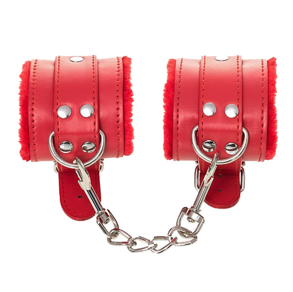 Красные наручники из искусственной кожи ToyFa Anonymo 310105