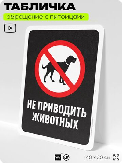 Табличка "Не приводить животных" на дверь и забор, для двора, дома, подъезда, 40х30 см, Silver Plane x Айдентика Технолоджи