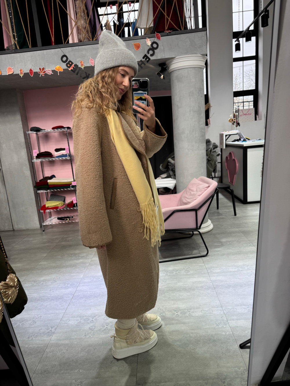 Дубленка Тэдди лонг бежевый