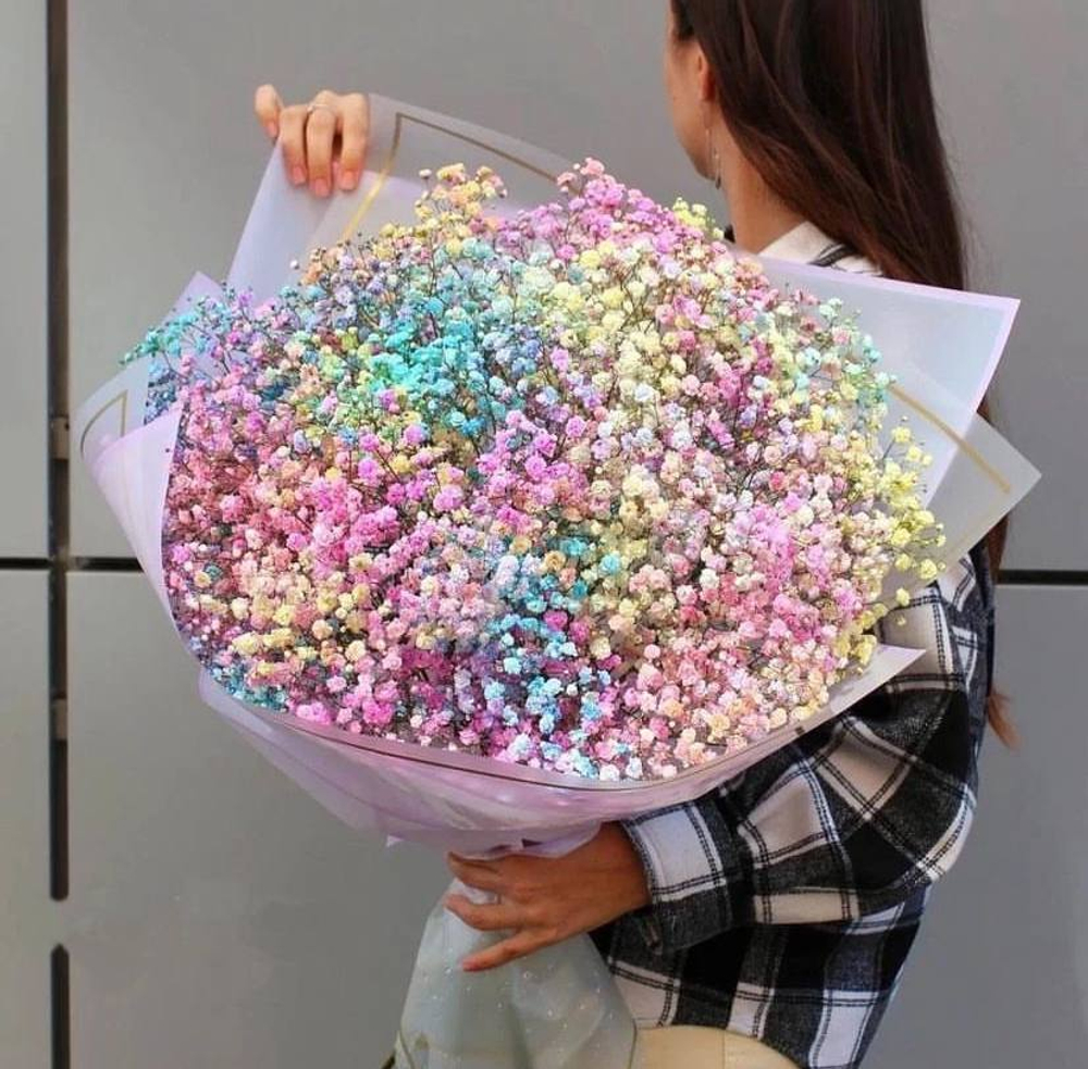 Букет из разноцветной гипсофилы "Candy Clouds" купить в Алматы
