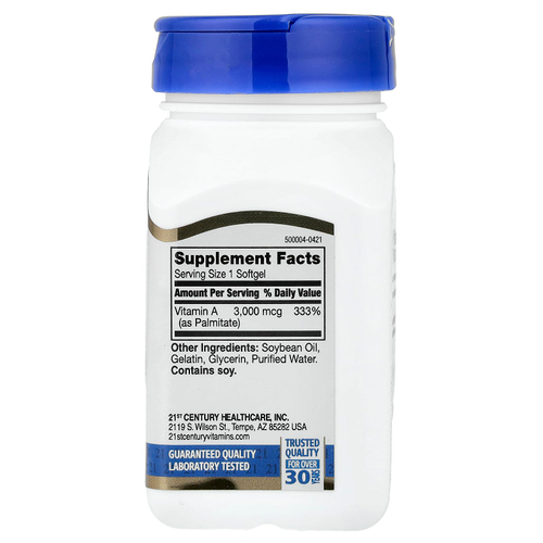 21st Century, Витамин A, 3000 мкг (10 000 МЕ), 110 мягких таблеток