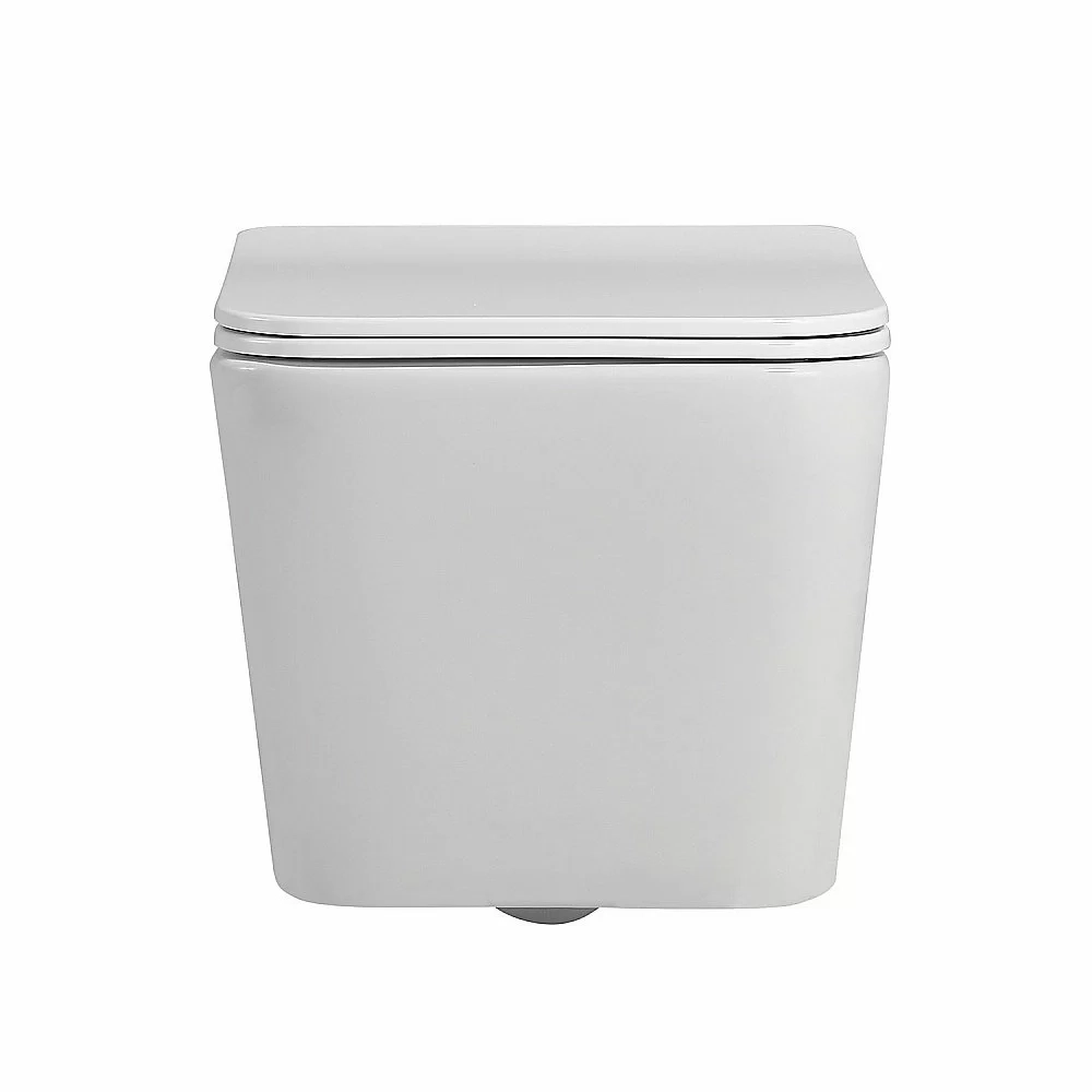 Унитаз подвесной Abber Rechteck AC1201-AC0105-AC0120MCH белый, безободковый, с инсталляцией, с крышкой микролифт, с кнопкой хром матовый