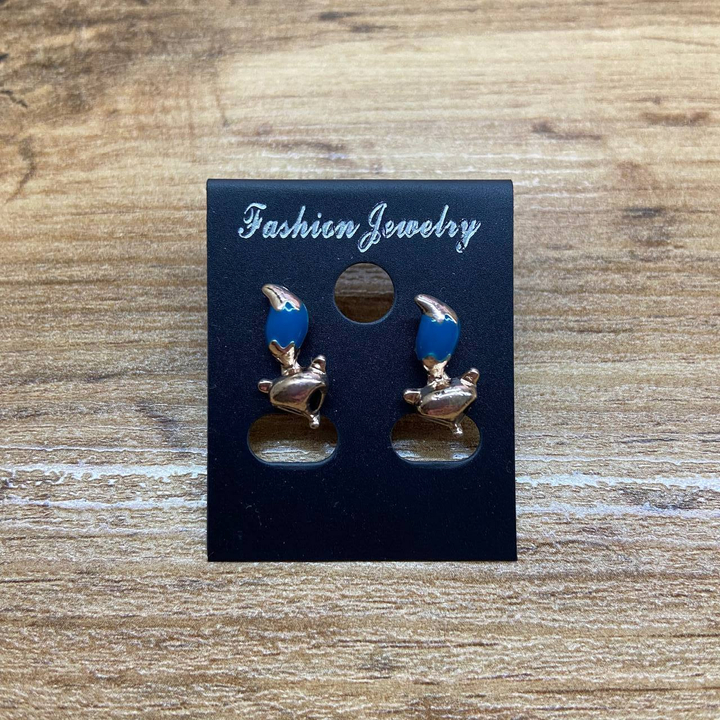Серьги Small Лисичка эмаль цветная цвет голубой металл золотистый