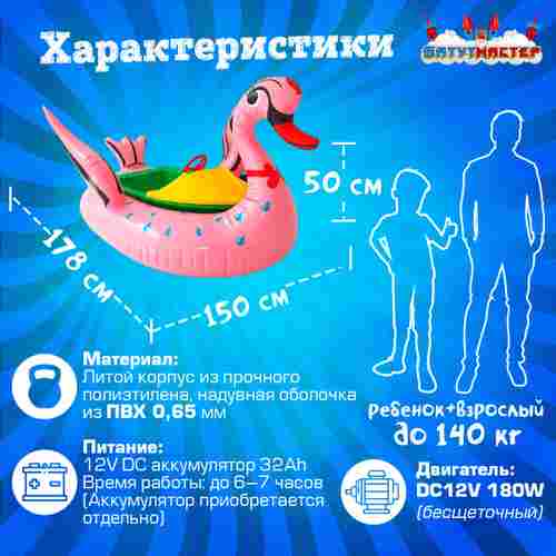 Электрическая бамперная лодка «Лебедь» XL, розовая, взрослая на часовом механизме