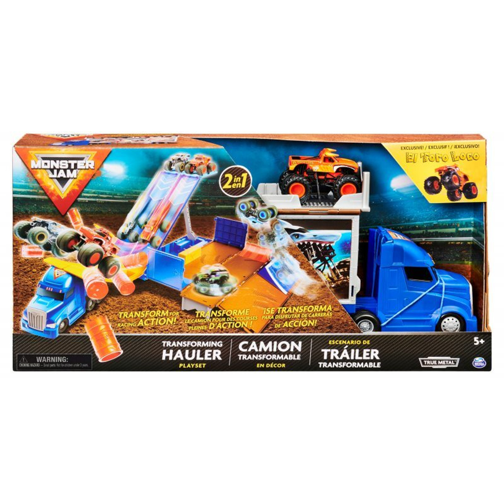 Spin Master Monster Jam - Грузовик-трансформер Transporter 2 в 1 + супер кроссовки El Toro Loco в масштабе 1:64 6058258