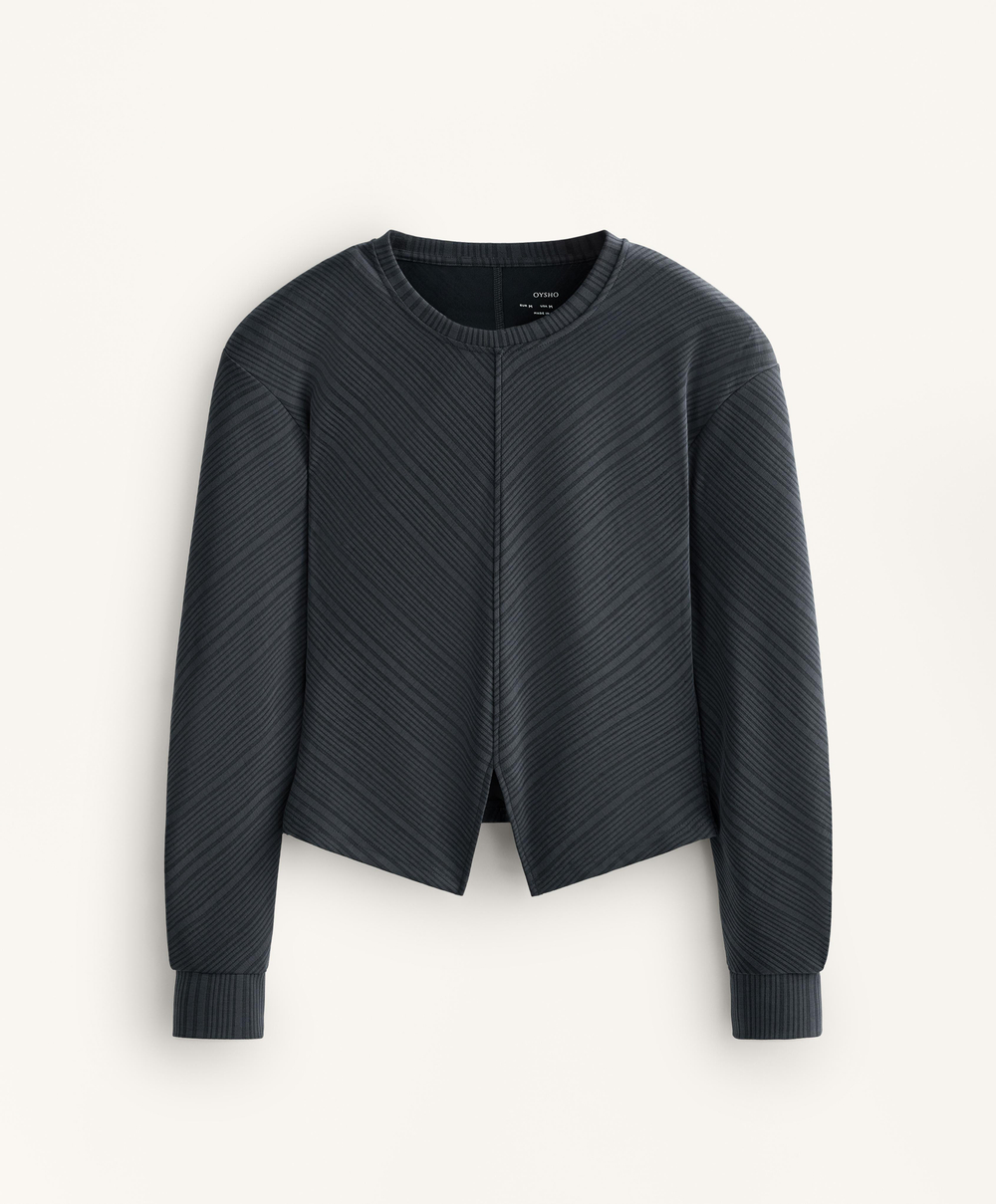 Oysho Толстовка с асимметричной полосой из модала, асфальтовый