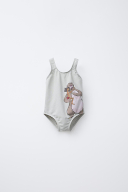 ZARA КУПАЛЬНИК ИЗ ХЛОПКА С ПРИНТОМ THE JUNGLE BOOK © DISNEY, ЗЕЛЕНЫЙ