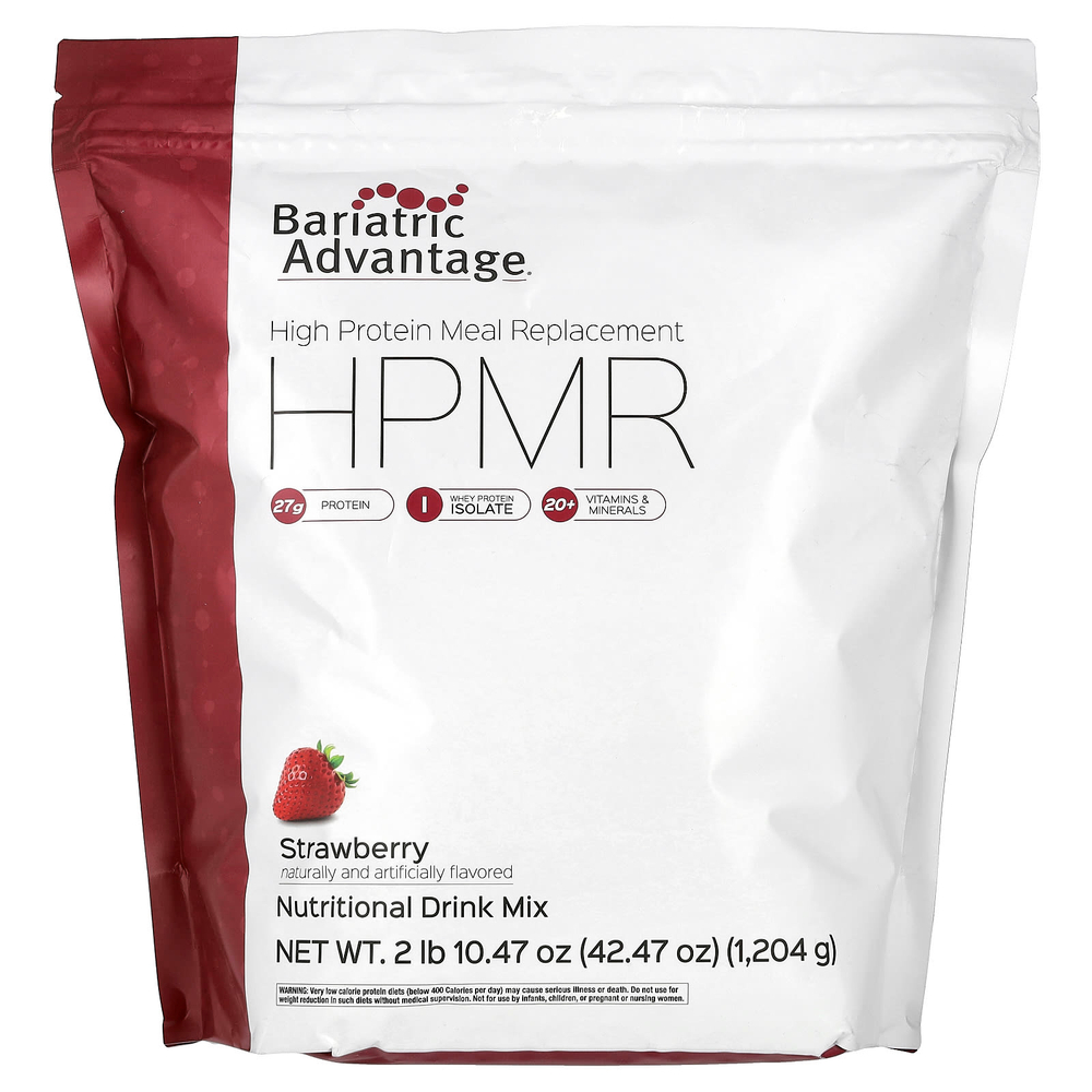 Bariatric Advantage, HPMR, заменитель пищи с высоким содержанием белка, клубника, 1204 г (2 фунта 10,47 унции)