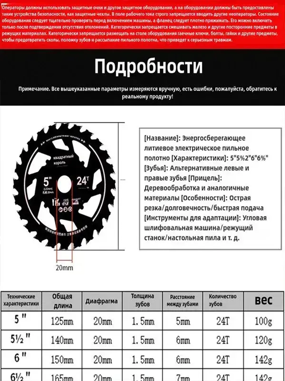 Диск пильный 125 x 1.5 x 20; 24 зуб.