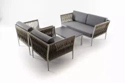 "Касабланка" лаунж-зона плетеная из роупа 4-местная, цвет серый