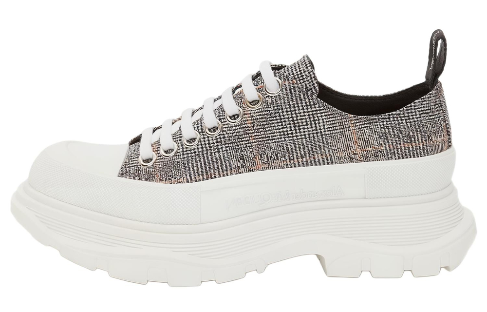 Alexander McQueen Tread Slick Ankle Length Combat Boots Women"s Black White Silver