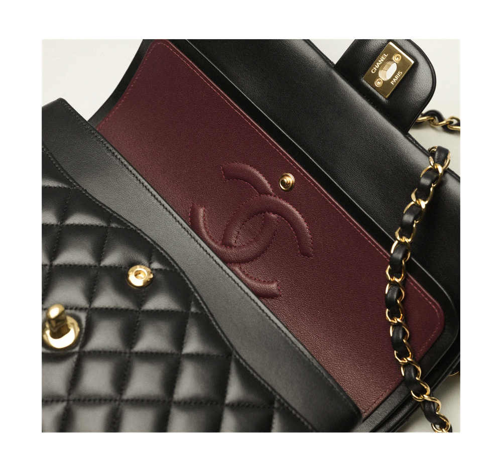 Сумка CHANEL Classic 11.12 из кожи ягнёнка с золотистой фурнитурой,черная
