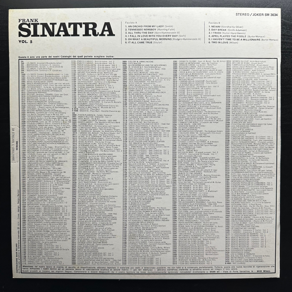 Frank Sinatra ‎– Vol. 5 (Италия 1974г.)