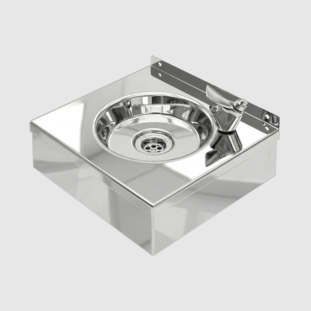 Фонтан питьевой настенный с краном нерж. сталь NOFER 10023.B глянцевый