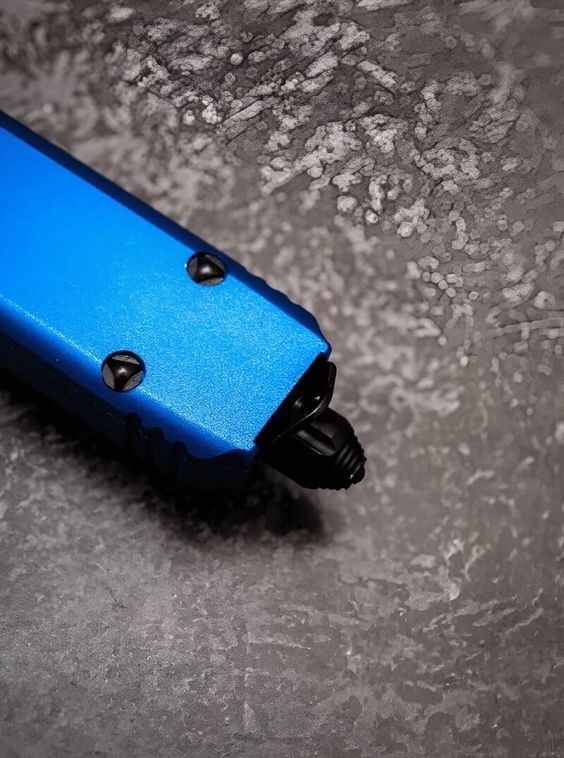 Тактический нож фронтально выкидной автоматический Microtech Синий