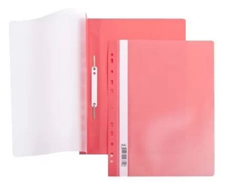 Скоросшиватель с прозрачным верхом А4, пластик 180мкм, с перфорацией, Хатбер, красный