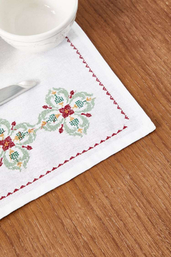 ZARA HOME САЛФЕТКА ИЗ ХЛОПЧАТОБУМАЖНОГО ЛЬНА С ВЫШИВКОЙ, ЦВЕТ МОРСКОЙ ВОЛНЫ