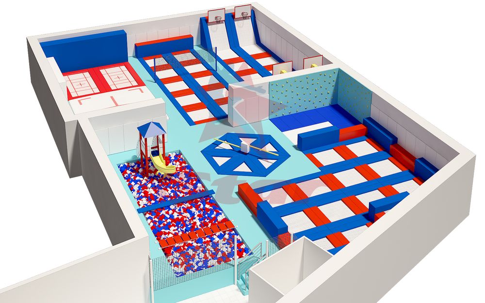 Батутный центр площадью 557/м2 - активити парк - купить оборудование "ЗВЕЗДА"