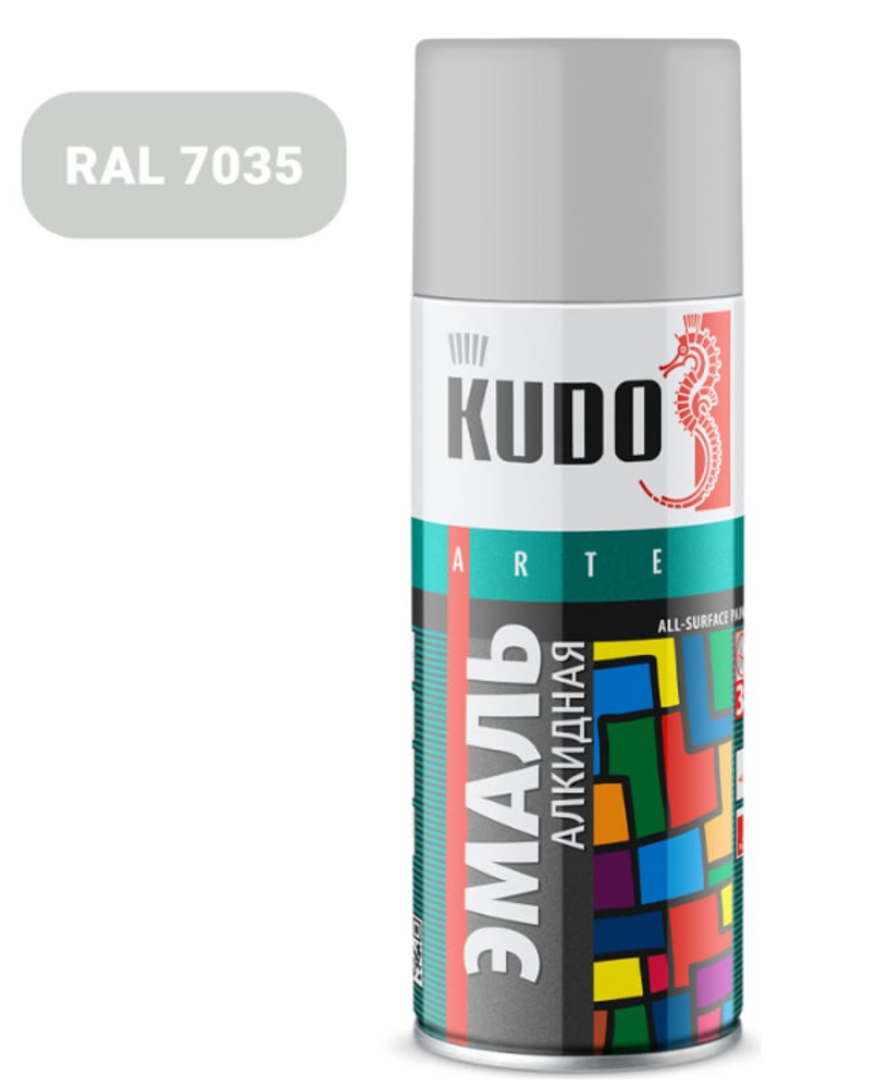KUDO-1017 Эмаль унив. светло-серая 520 мл