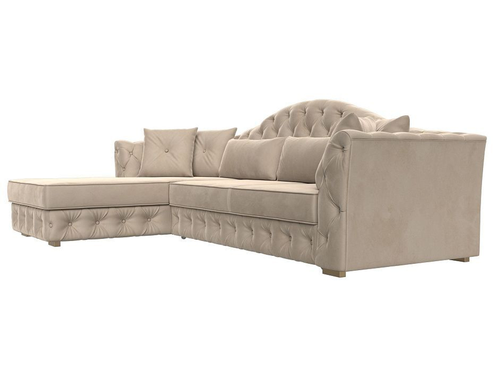 Диван угловой Артис левый угол, Бежевый, Велюр, 121585L